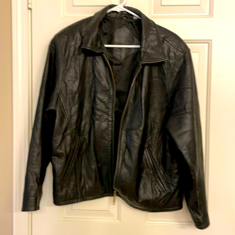Preston & York black lamb skin leather jacket size Large
